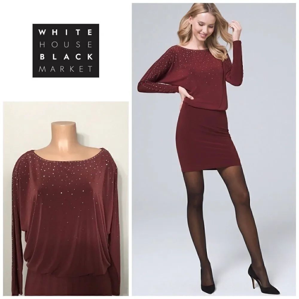 New. Stud-Trim knit blouson dress.